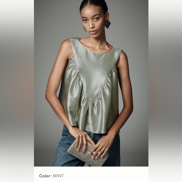 NWT new medium Anthropologie mare mare shirred swing tank top mint green - Picture 1 of 15